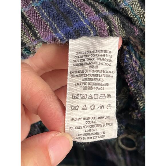 Free People Juniper Ridge Snap Side Plaid Buttondown Top XS - Picture 8 of 9